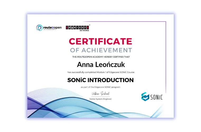 Edgecore SONiC Certificate
